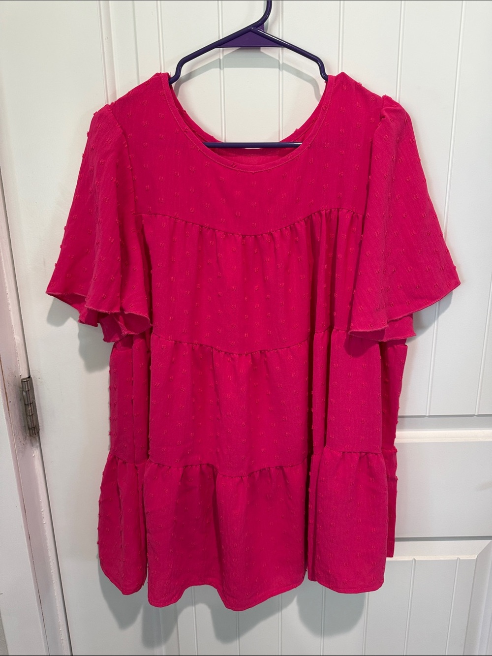 Pink ruffle polka dot blouse